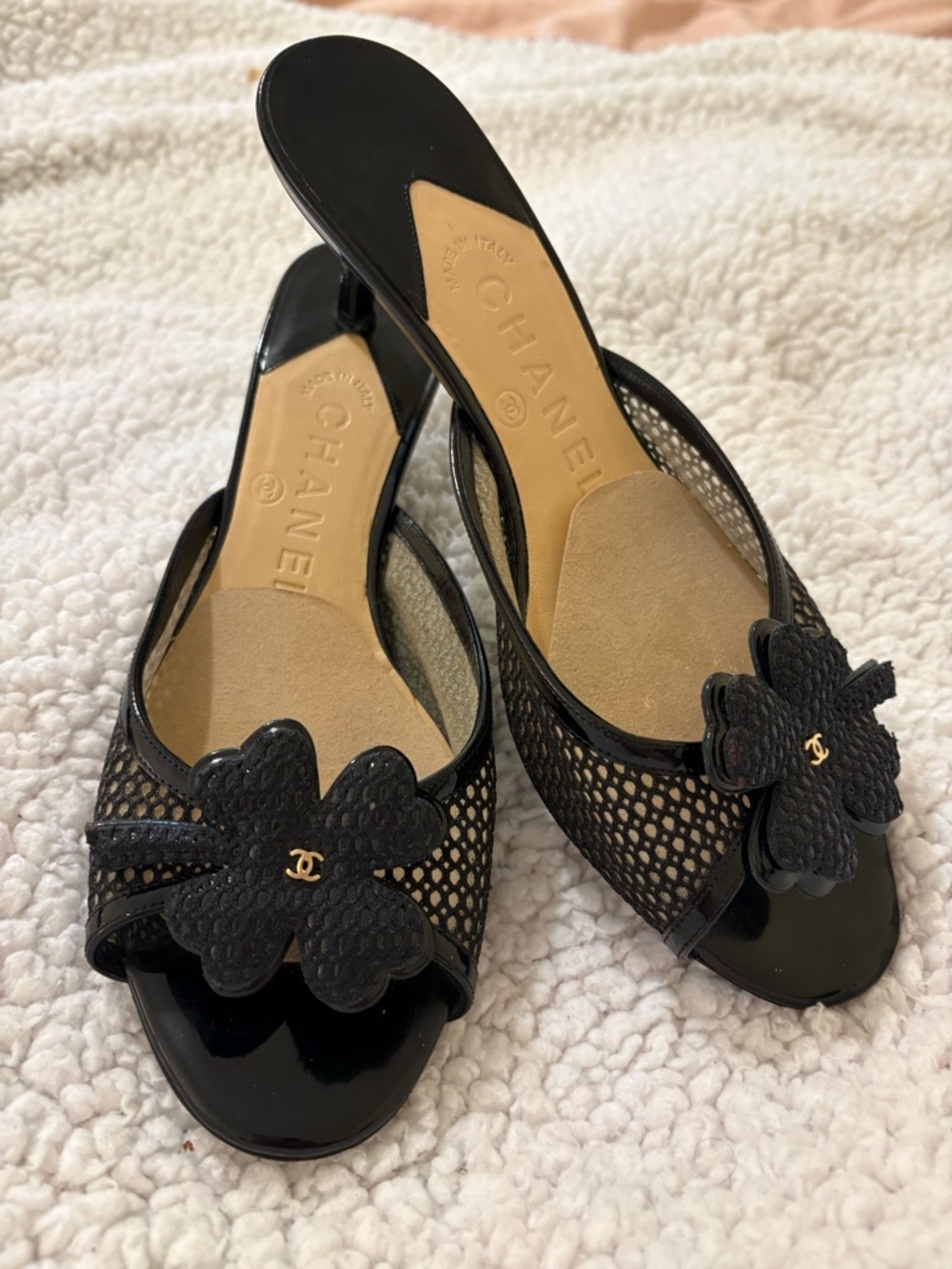 ✨ Chanel Four Leaf Clover Collectible Open-Toe Heels ✨